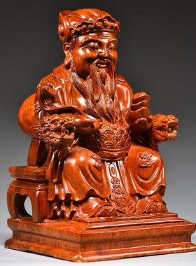 花梨实雕刻地公件木头根雕福德正神创土摆意木家居客ZJ00846厅装