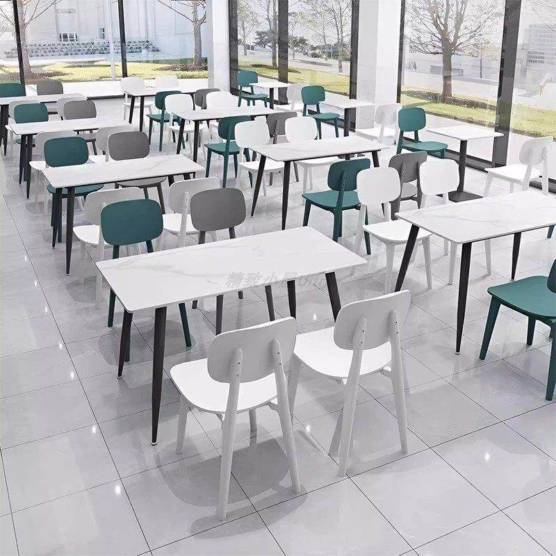 商用快餐店专用餐饮小吃店学校员工食堂长方形新款岩板餐桌椅组合,住宅家具,岩板餐桌,淘宝优惠券,粉丝福利购,淘宝优惠卷