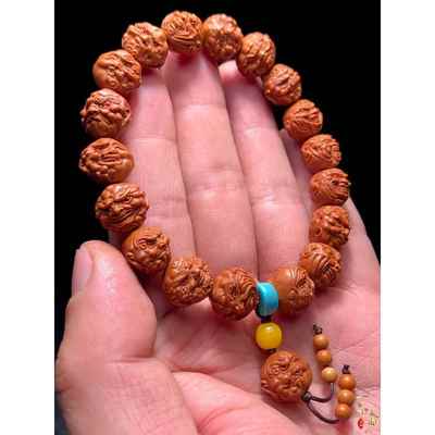 山鬼恶僧龙纹桃核手串高端男士手链男款桃木桃胡雕刻文玩橄榄核雕