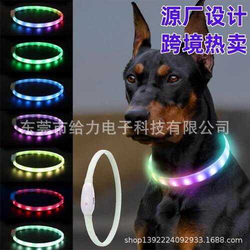 Rechargeable LED Dog Collar Light Up Multicolor Rainproof