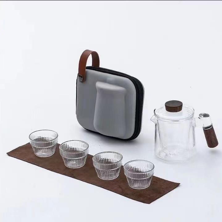 耐热玻璃便携式泡茶器简约旅行套装玻璃茶壶茶水分离商务透明茶具