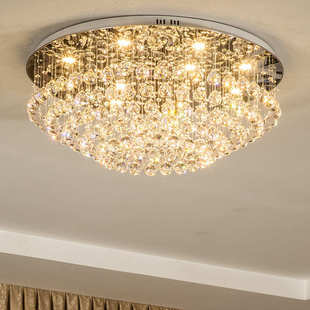 现代圆形LED客厅灯具大气房间水晶灯主卧室灯吸顶灯餐厅灯饰批发