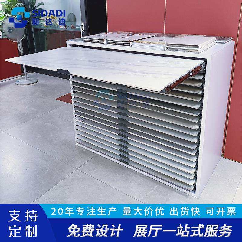 多功能瓷砖展示架抽屉式600800地砖可移动木地板展示柜立式货架