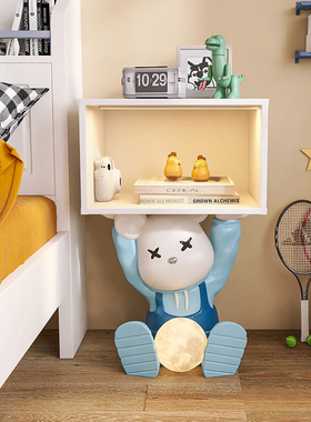 卡通熊卧室床头柜床边储物柜儿童房男女孩灯创意家居饰品落地摆件