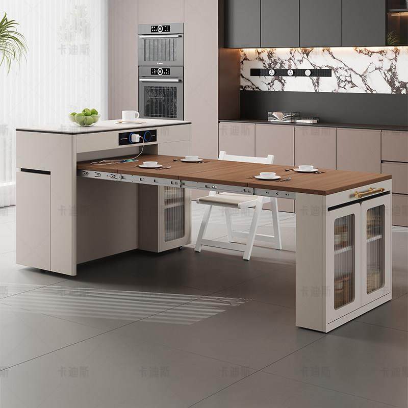 实木多功能岛台餐桌可伸缩折叠餐柜一体家用移动原木风餐桌组合,住宅家具,岛台餐桌,淘宝优惠券,粉丝福利购,淘宝优惠卷