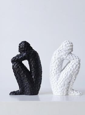 现代个性小雕塑树脂马赛克客厅家居书房办公室电视柜装饰工艺品摆