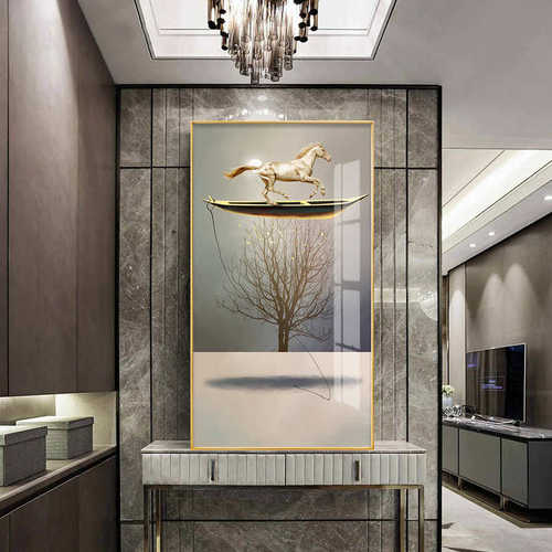 装饰画撑船墙画壁画客厅挂画样板房尺寸过道抽象人大简约玄关餐厅
