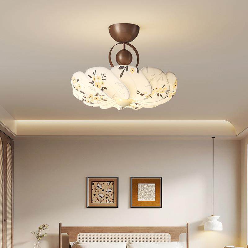 新中式圆形荷花吊灯创意中国风茶楼饭厅过道书房走廊灯笼中山灯具