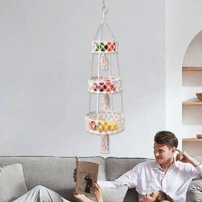 Wall Fruit Basket Boho Indoor Planter Hangers Cotton Plant