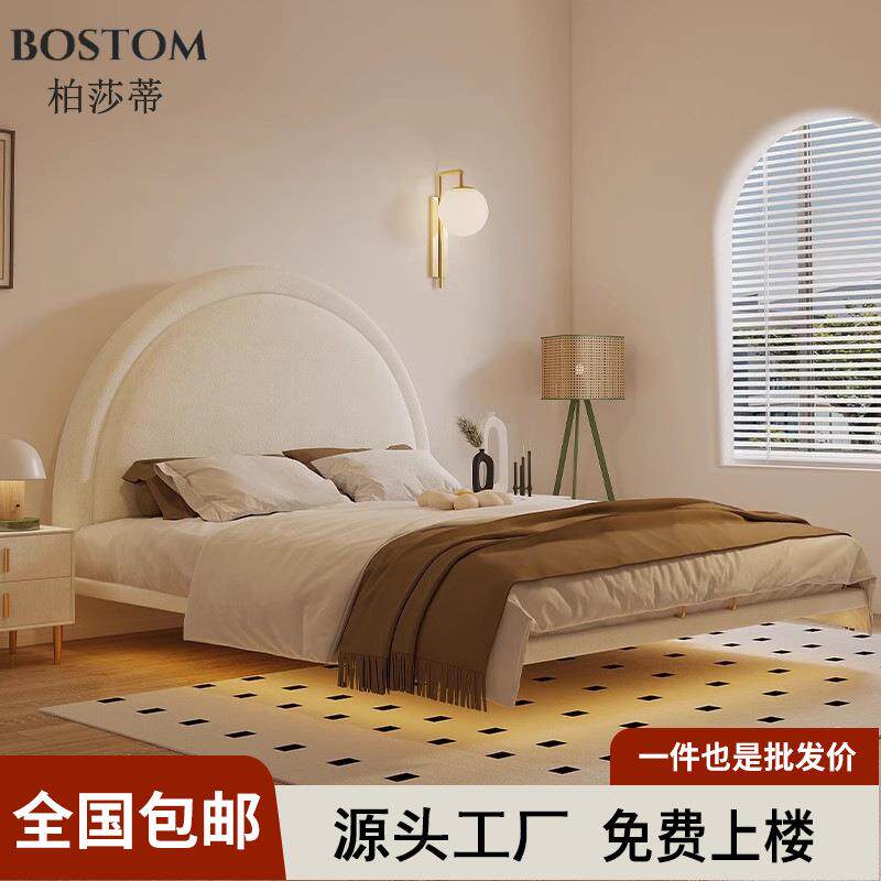 奶油风悬浮床布艺床现代简约主卧1.8米双人床悬空床女生公主婚床