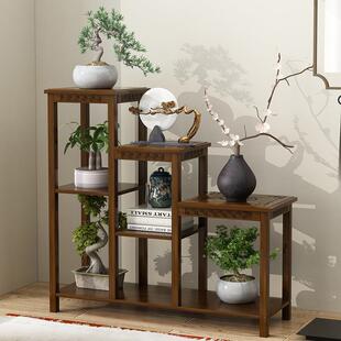 绿萝花架置物架室内客厅多层落地式 阳台实木多肉架子 花盆架新中式