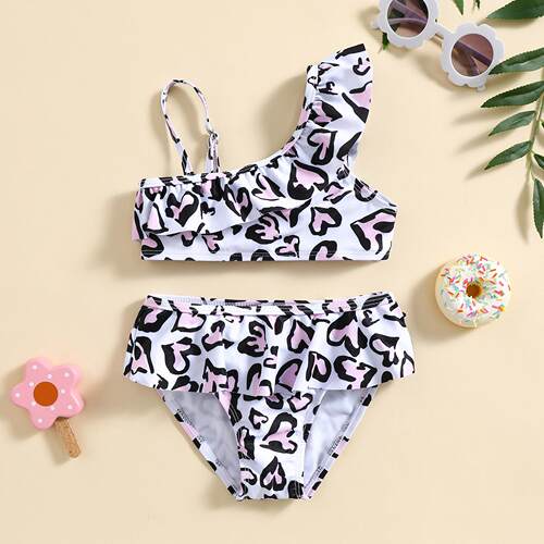 Children's swimsuit heart print girls' swimsuit split