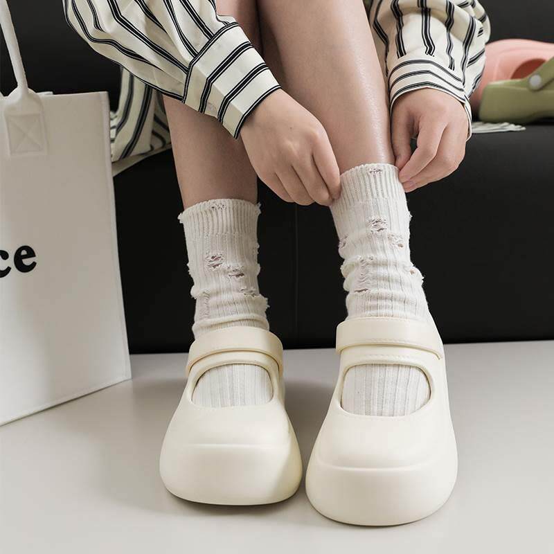 玛丽简洞洞鞋女士外套拖鞋夏季包头厚底增加防滑沙滩网红凉鞋