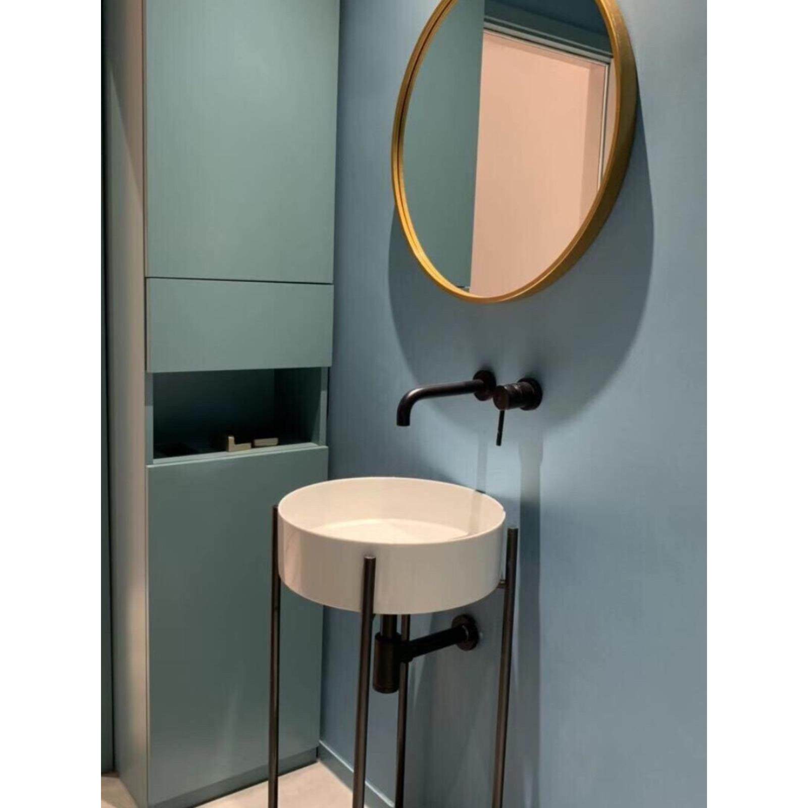 泡沫浴室全铜隐藏式面盆水龙头入墙冷热水隐藏式面盆预嵌式黑色面