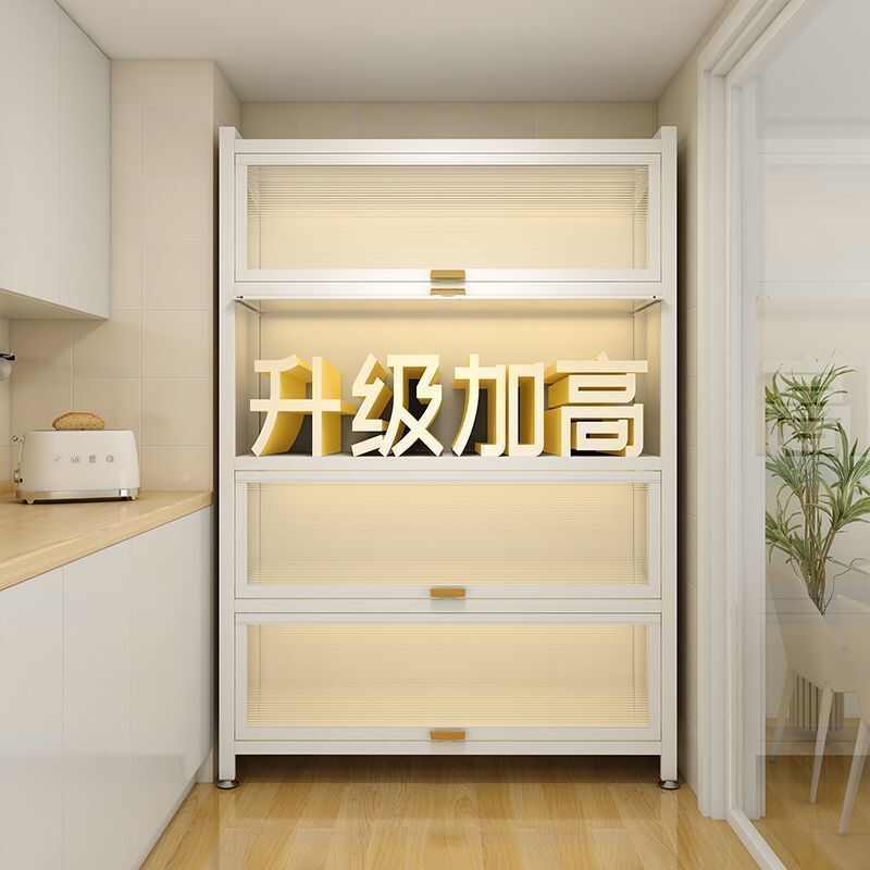 新款家用厨房厨柜储物柜落地多层可移动碗柜带轮厨房橱柜置物架