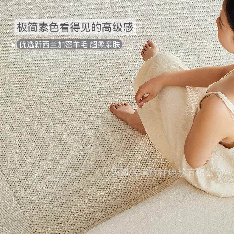 新西兰高脂羊毛地毯客厅法式轻奢高级奶油风家用沙发地垫满铺极简