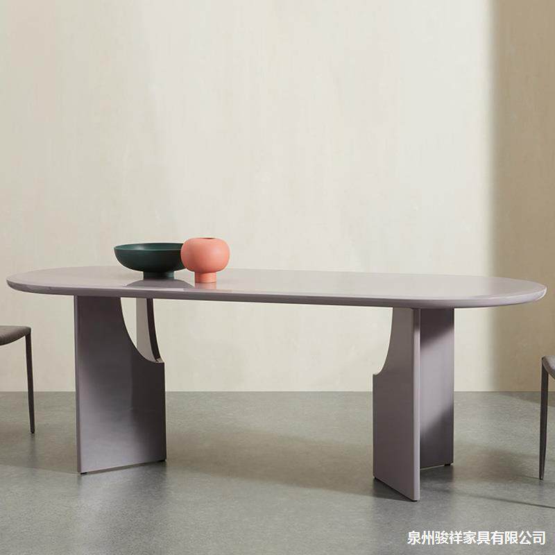 北欧实木椭圆形法式餐桌设计师创意小户型现代简约长方形吃饭桌子
