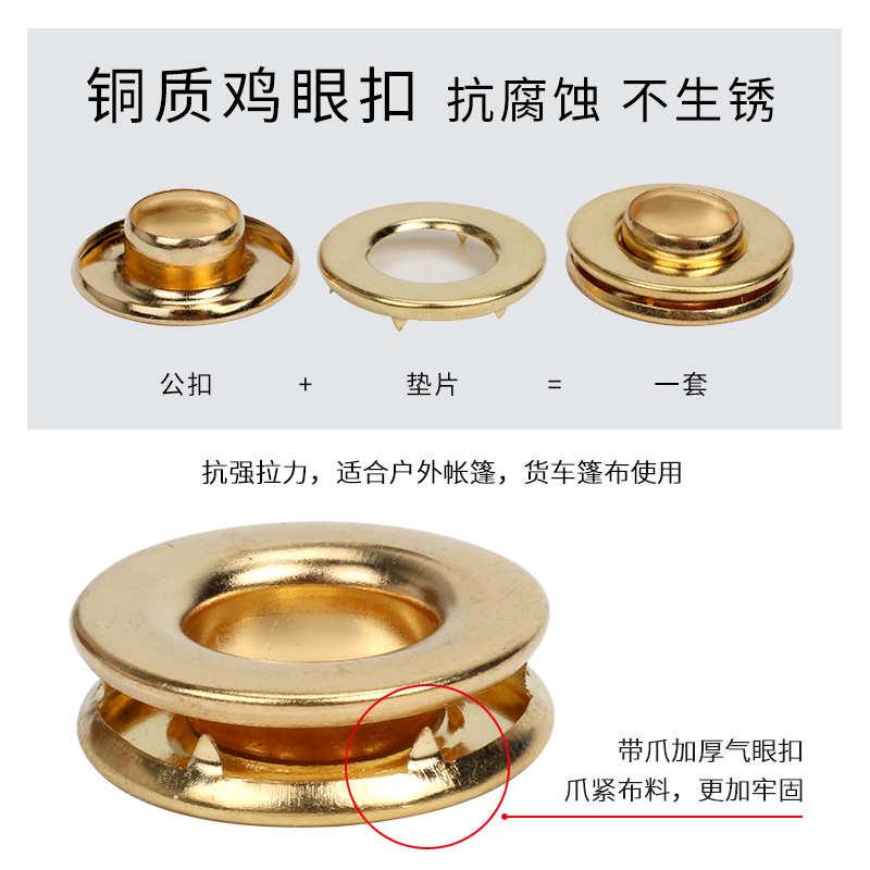 铜质不生锈带爪鸡眼扣加厚气眼帐篷扣抗强拉力货车帆布空心铆钉扣