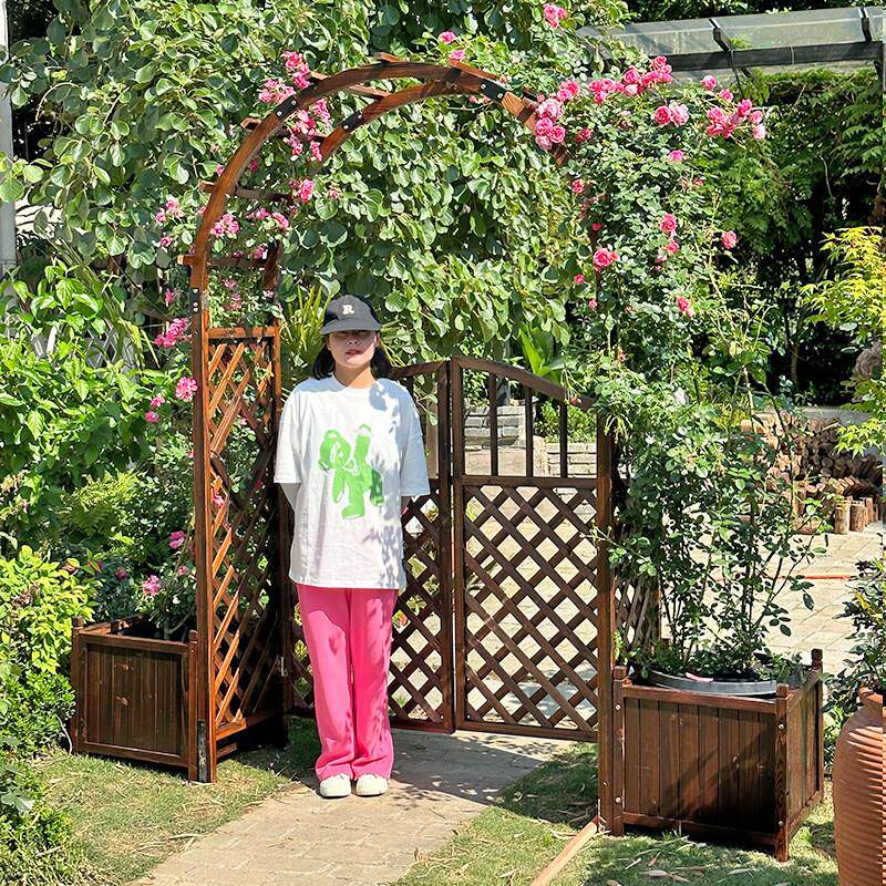拱门花架子防腐木葡萄架阳台爬藤植物拱形庭院花园门实木花园装饰
