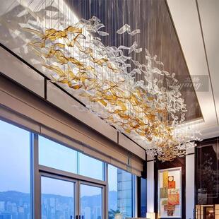 办公室售部沙盘艺术玻璃吊酒店551大堂台灯前吧台大厅创意飘灯带