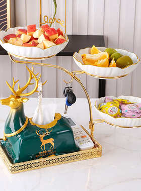 X1AW 多功能纸巾盒果盘轻奢抽纸盒2022新款客厅茶几摆件套装收纳