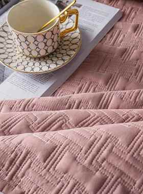 夹棉单套纯色绗P2205068缝式床盖加厚床床罩美欧式磨毛床盖三件彭