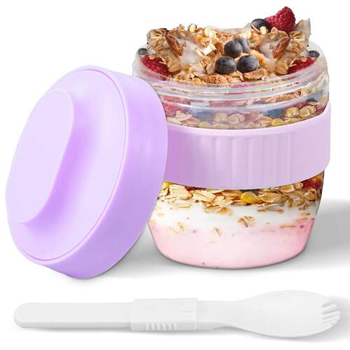 Double Layer Overnight Oats Container with Lid and Spoon Mil