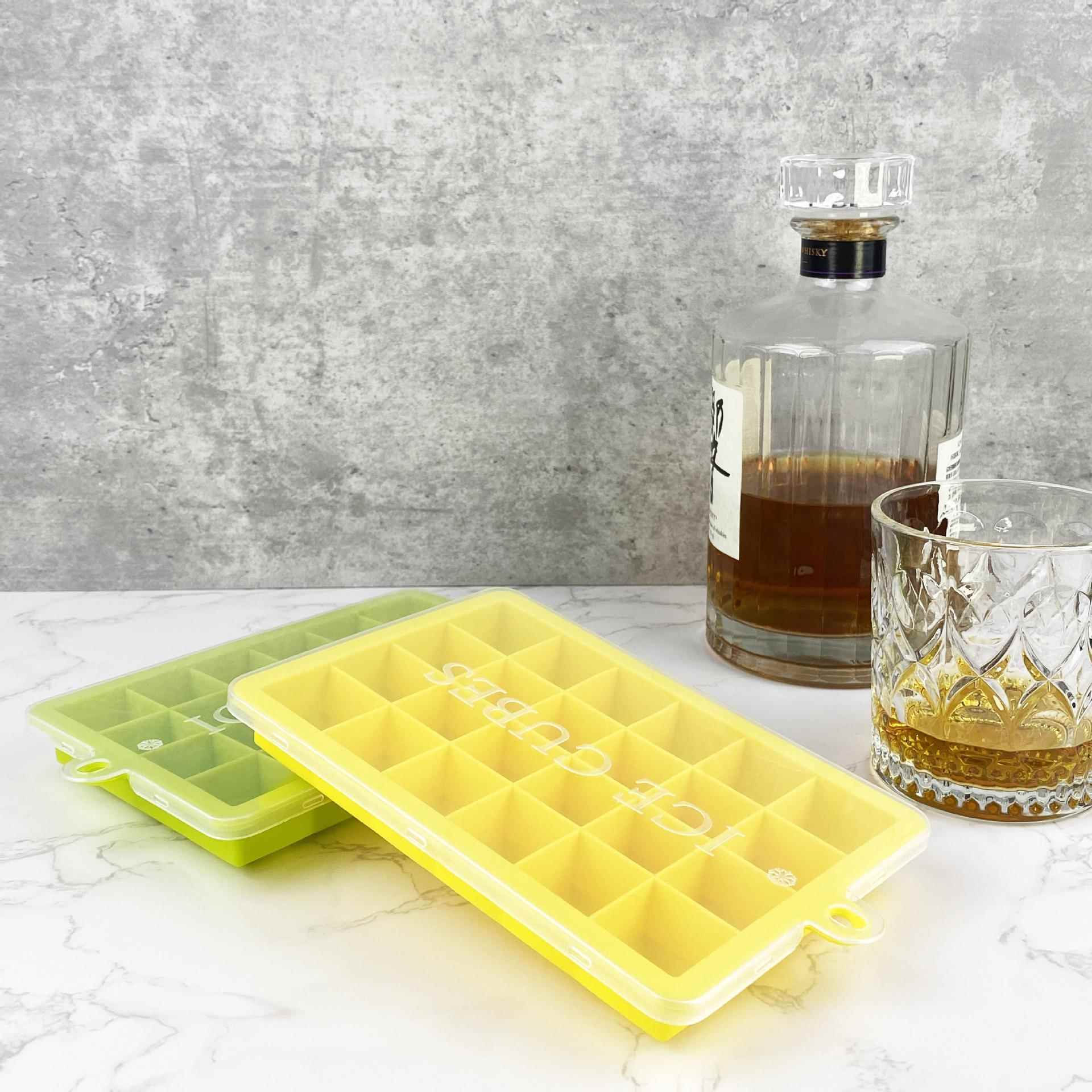 硅胶冰格24带盖家用冰箱制冰器冰块模具方形制冰盒工厂冰条现货