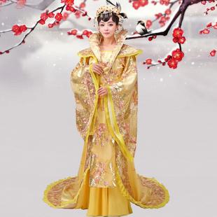 成人紫皇后宫廷演服衣 女贵妃拖尾色古出代大唐汉服女款 高档古装 装