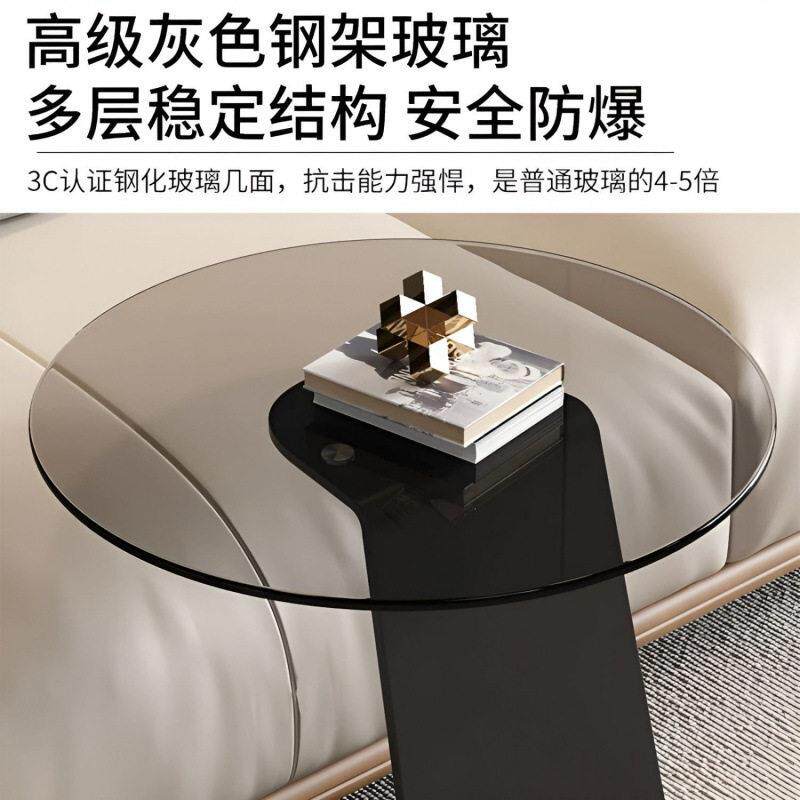 钢化玻璃茶几客厅轻奢现简约级圆桌角简约茶几