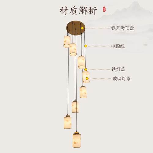 楼梯吊灯客厅灯别墅自房D吊线旋转楼梯建灯LE气现代27简约大吊灯