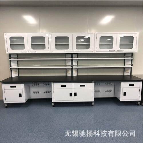 生产全钢实验台白色台面白色柜不锈钢合页铰链拉手