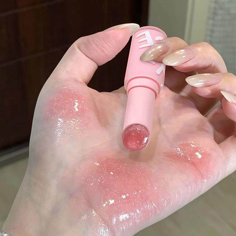 珠光细闪口红清甜白桃果汁感ins水漾微闪膏体玻璃唇滋润带闪唇蜜
