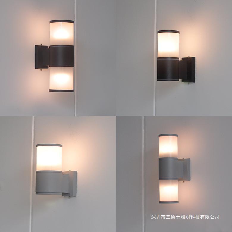 LED户外壁灯围墙双头防水外墙上下照射灯门柱阳台庭院E27灯泡射灯