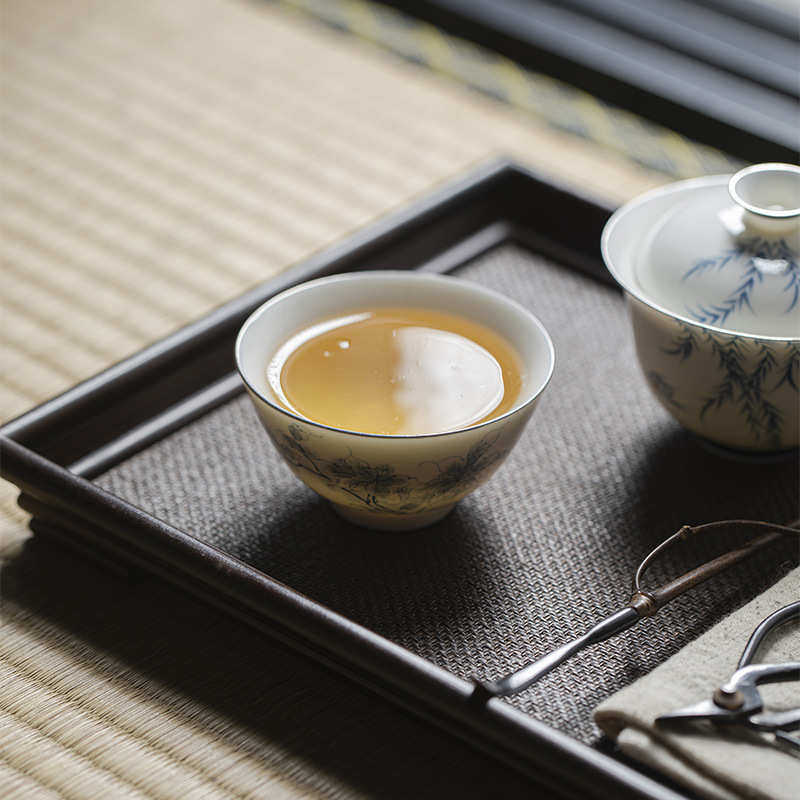 下 功夫泥萍踪 品茗茶杯瓷手绘杯茶杯雅歌青釉茶具玉彩陶青花己