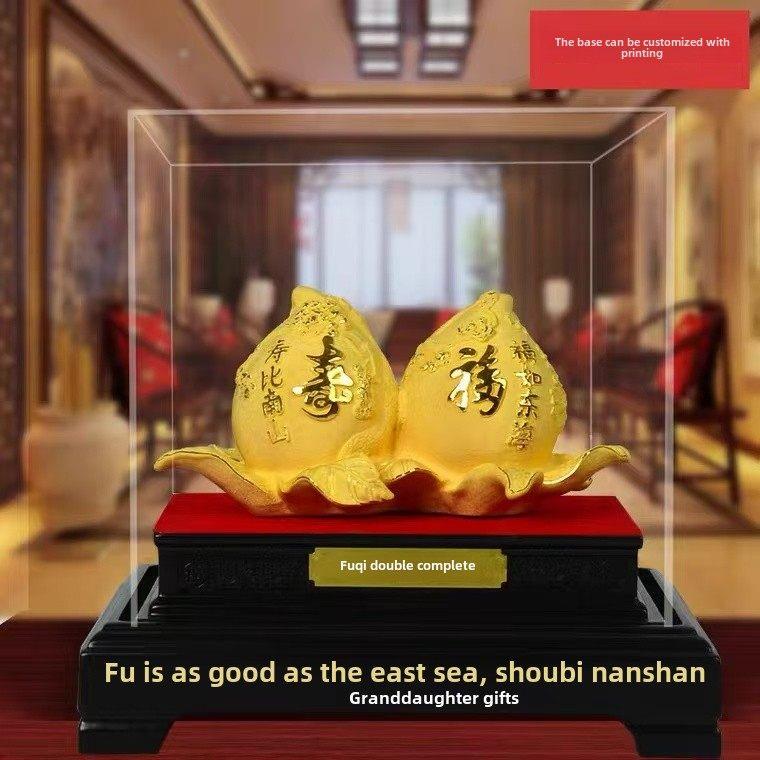 荣沙金寿桃饰品作为送给爷爷奶奶的生日礼物607080生日礼物