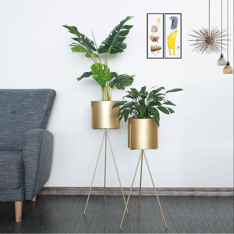 北欧风花架花桶简约家用客厅花盆置物架室内绿萝植物架铁艺花架