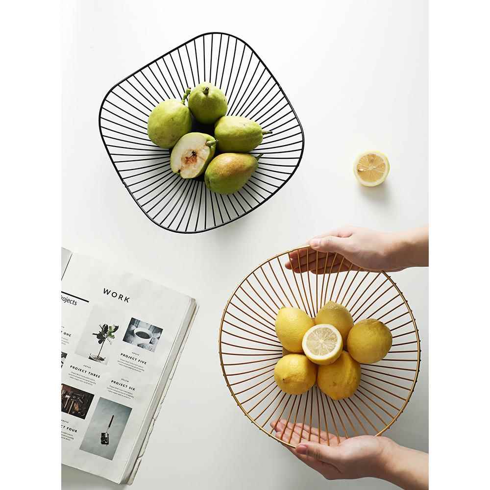 果篮客厅家用创意水果盘镂空铁艺北欧风网红果盆多功能零食收纳篮