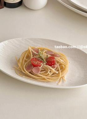 ok maji韩国ins流砂陶瓷鱼盘蒸鱼盘餐盘盘子盘子家用寿司盘肠粉盘