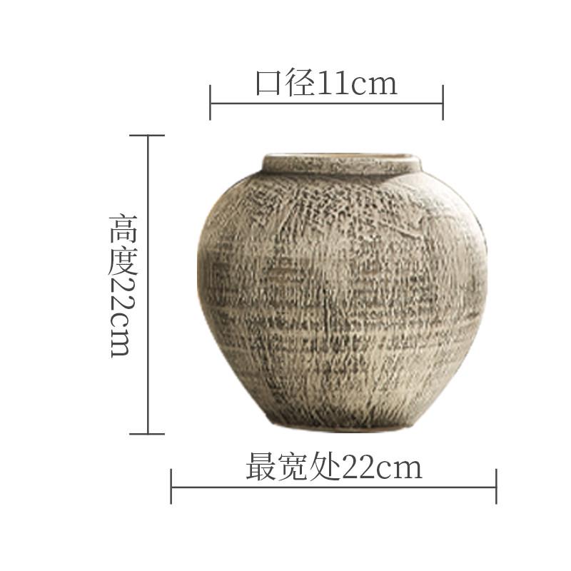 现代陶瓷花瓶景德镇地大摆件简约复古陶罐插花落干花客厅陶盆装饰