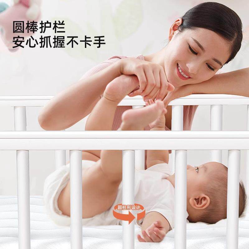 爱里奇婴儿床实木欧式多功能宝宝bb床摇篮新生儿童可移动拼接大床