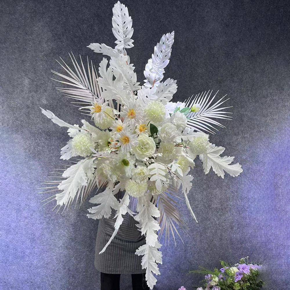 婚礼装饰背景花白色系婚庆仿真花角花拱门背景挂花假花粉色路引花