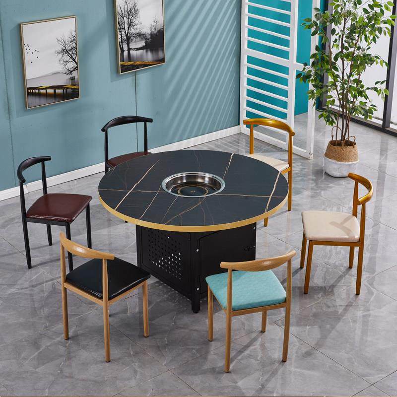 商用岩板火锅桌椅纸包烤鱼桌电磁炉一体大理石煤气灶火锅圆桌组合,商业/办公家具,火锅桌,淘宝优惠券,粉丝福利购,淘宝优惠卷