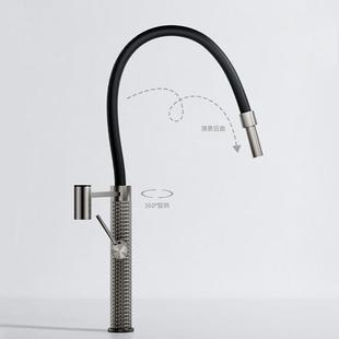 国德全铜台防溅厨房头万向抽拉水槽洗菜盆冷ROCUFOO龙热岛黑红磁