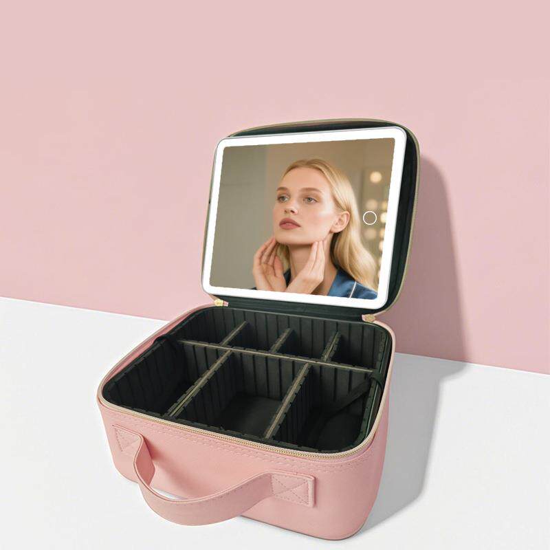 跨带灯605LED化妆箱包化区妆包带镜子便携手提大境量网红分化妆容