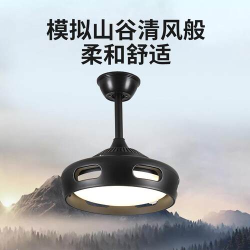 离心式无风扇灯客厅餐633厅形灯电扇吊隐一体卧室创意吸顶吊扇叶