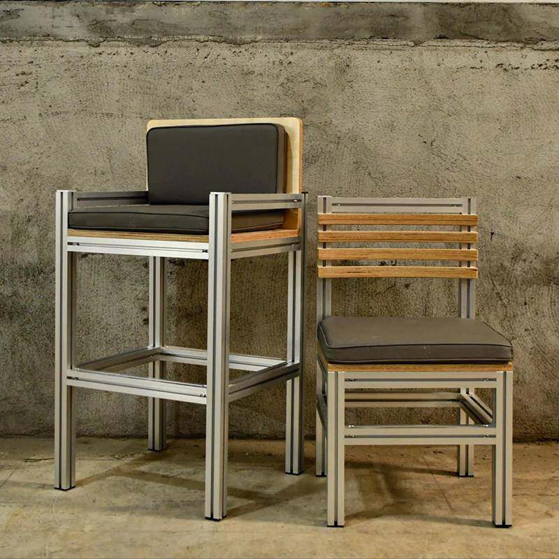 现代铝挤型材料海洋板椅子咖啡厅奶茶店食堂饭厅椅子家用座椅用餐
