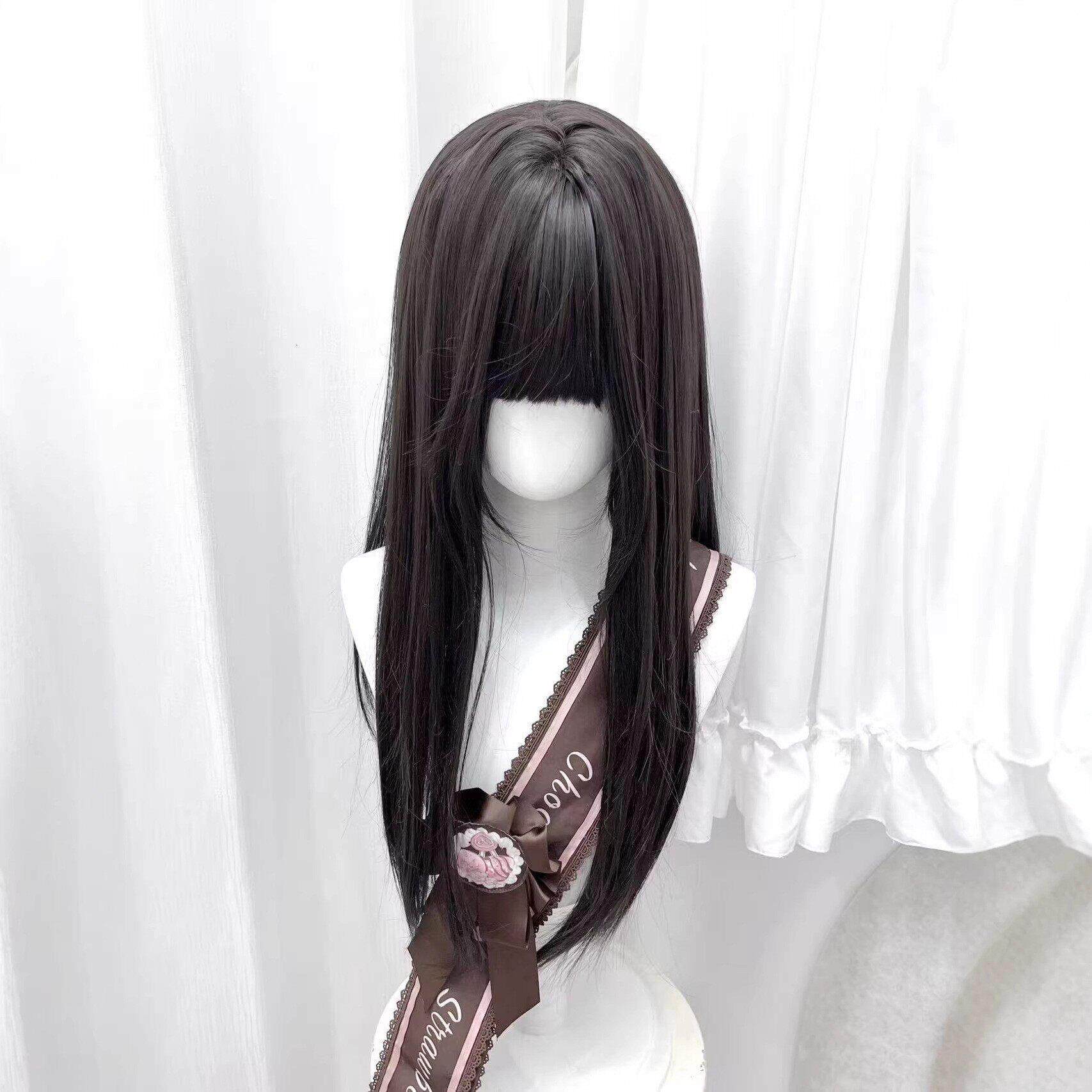 萌了个萌假发女60cm黑长直lolita萝莉双马尾齐刘海jk日常全头套式