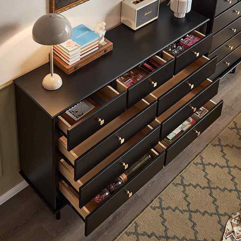 H&美法式木九斗柜黑色式小户型客实厅窄储物收纳室柜卧靠墙置FS01