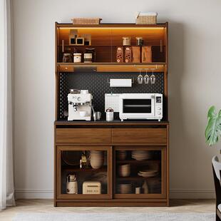 餐边柜靠墙体YST青罗记色木橡木胡桃实家用厨房储物酒柜茶水一收